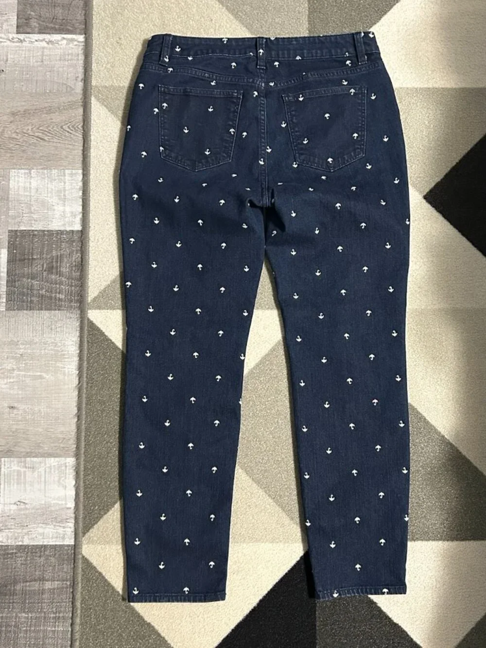 Talbots Signature All Over Umbrella‎ Embroidery Slim Ankle Jeans Women's Size 10